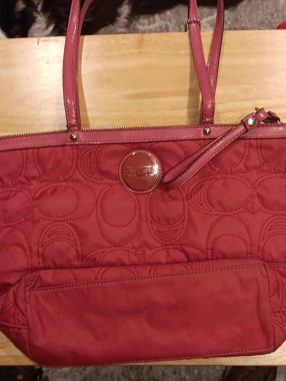 Coach Pink Quilted Nylon Signature Tote Handbag F17668